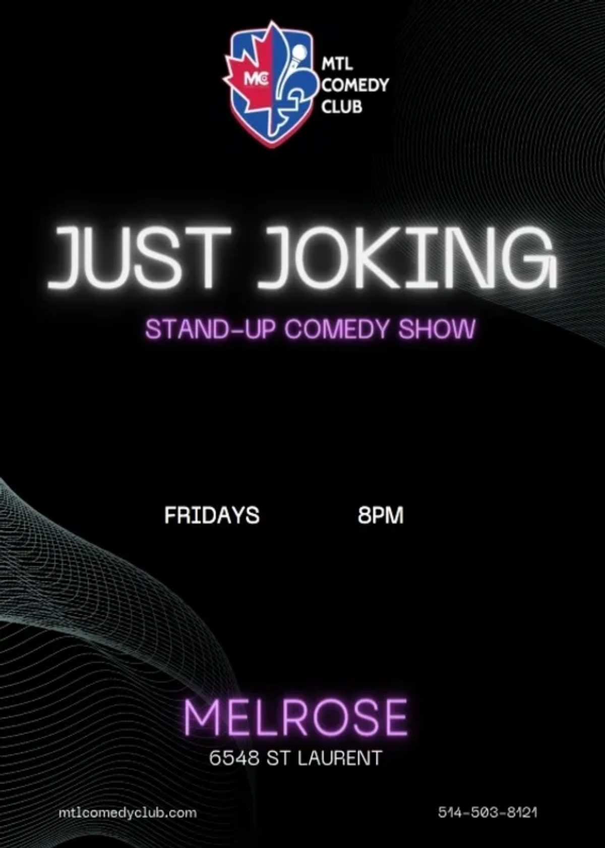 24 (1) A poster for the just joking stand-up comedy show.